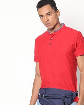 henley t-shirt with contrast neckline