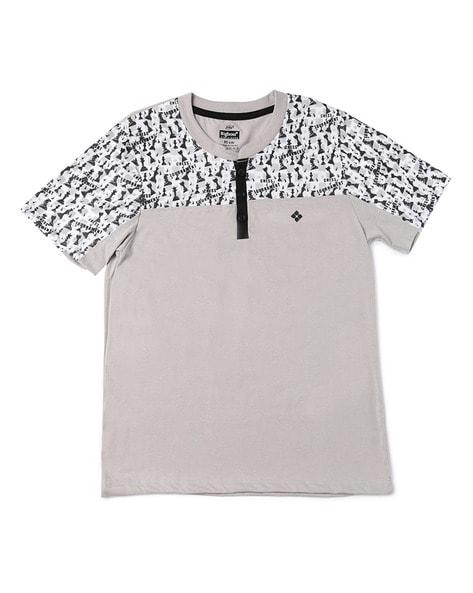 henley t-shirt with graphic detail