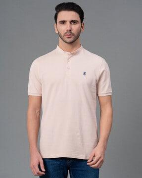 henley t-shirt with logo embroidery