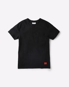 henley t-shirt with patch pocket