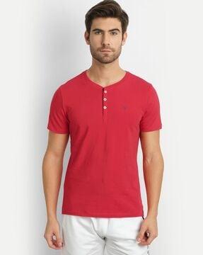 henley t-shirt with short sleeves