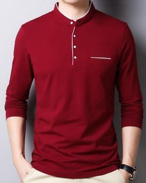 henley t-shirt with welt pocket