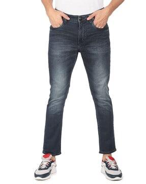 henry heavily washed tapered crop fit jeans