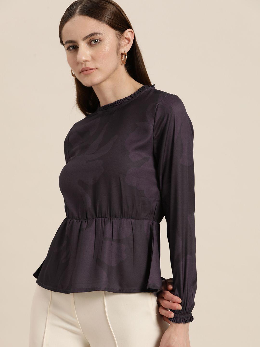 her by invictus abstract printed cinched waist top