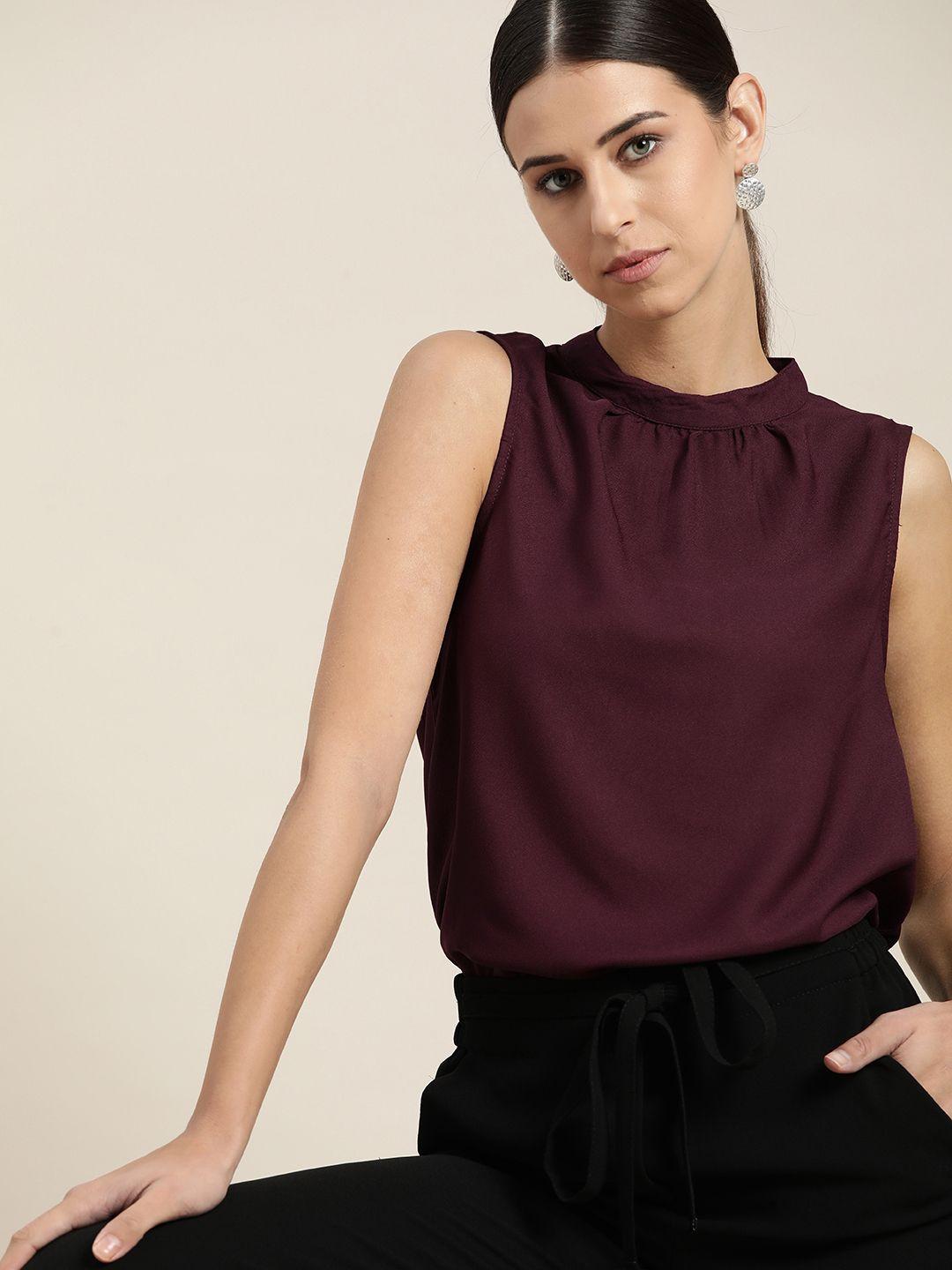 her by invictus burgundy solid a-line top
