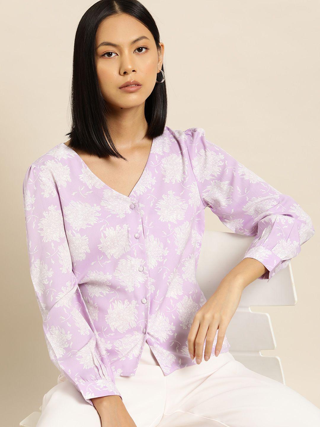 her by invictus floral printed puff sleeves top