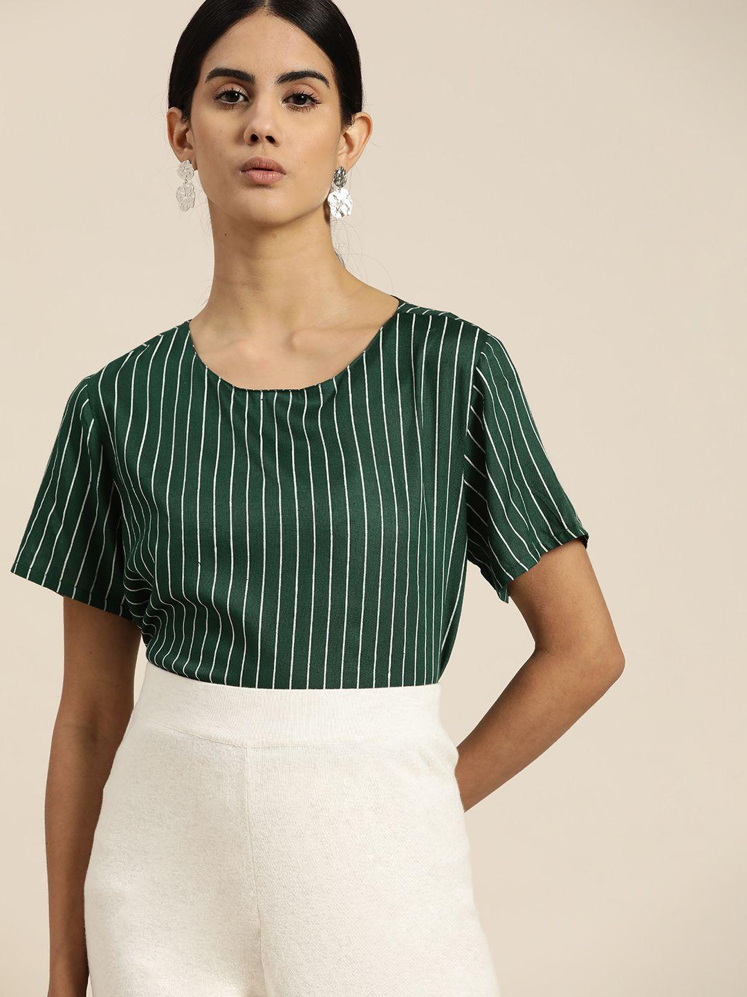 her by invictus green & white striped top