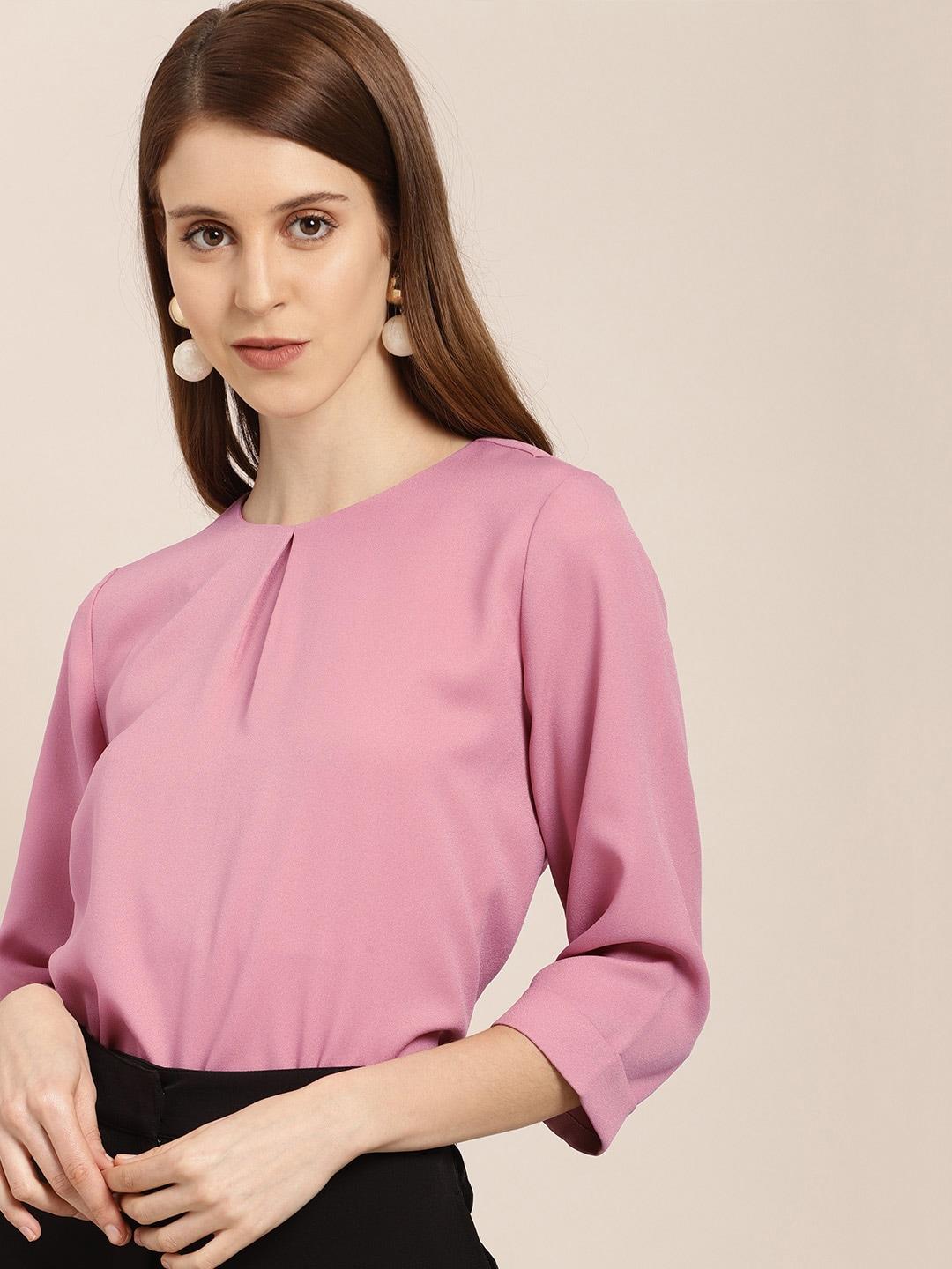 her by invictus mauve top with pleated detail