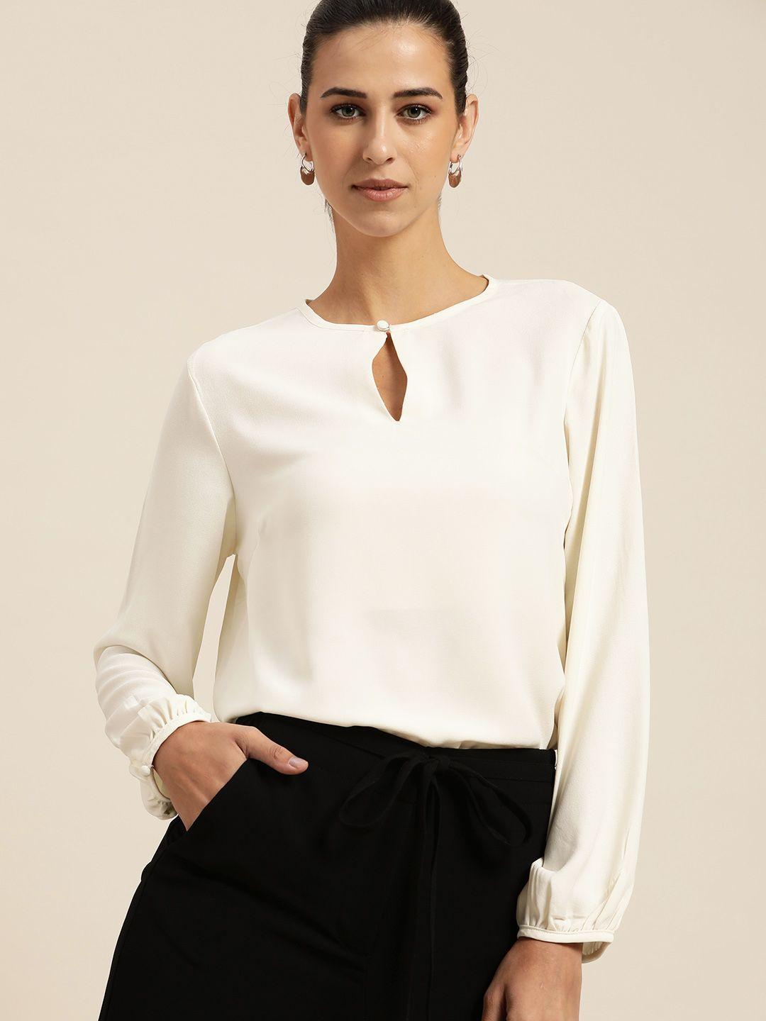 her by invictus off white keyhole neck top