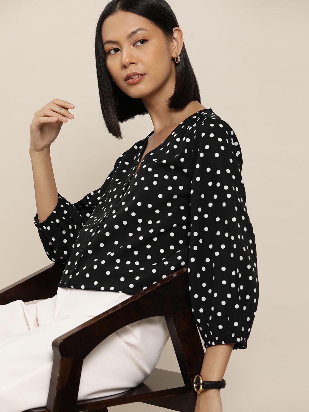 her by invictus polka dot print top