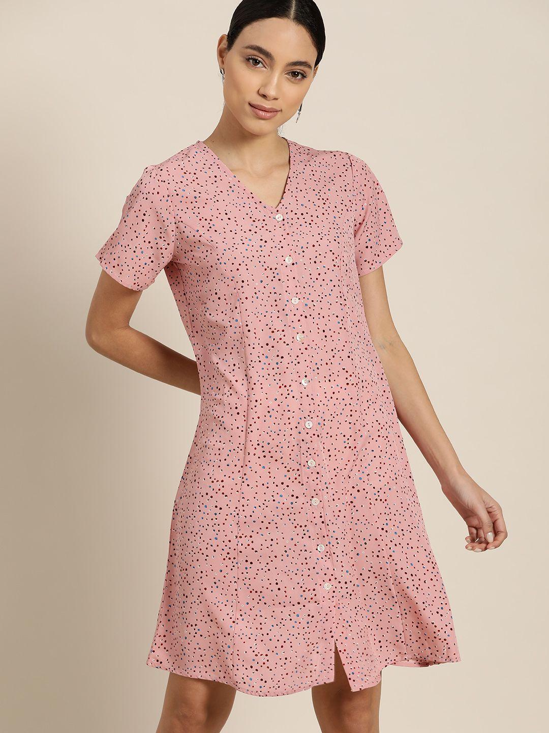 her by invictus women pink printed a-line dress