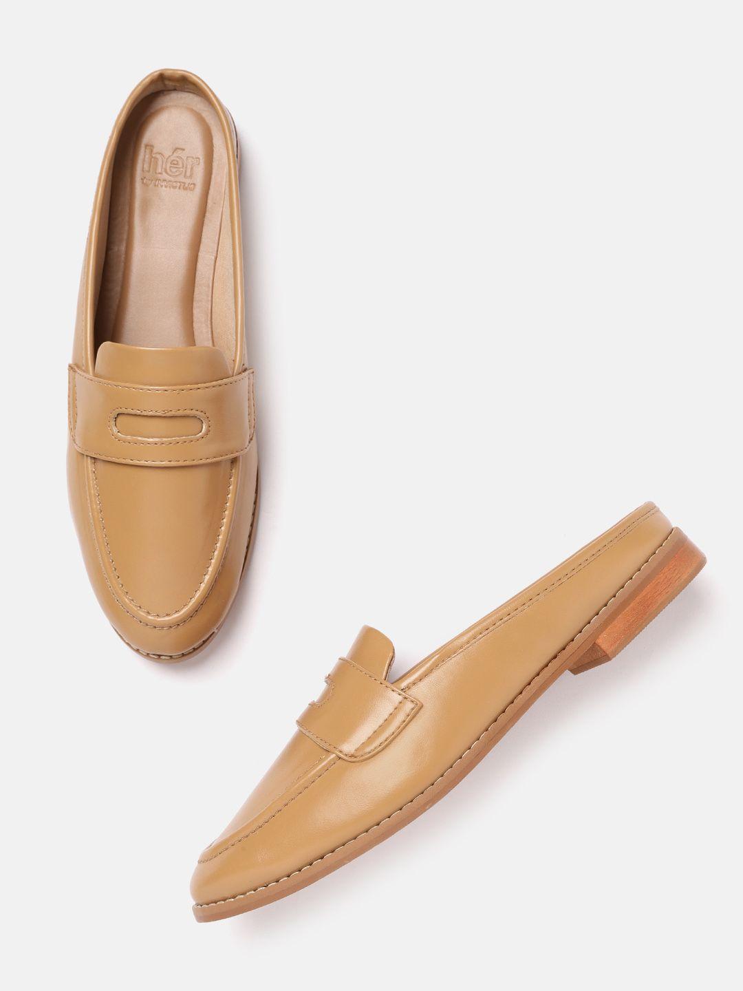her by invictus women solid camel brown mules