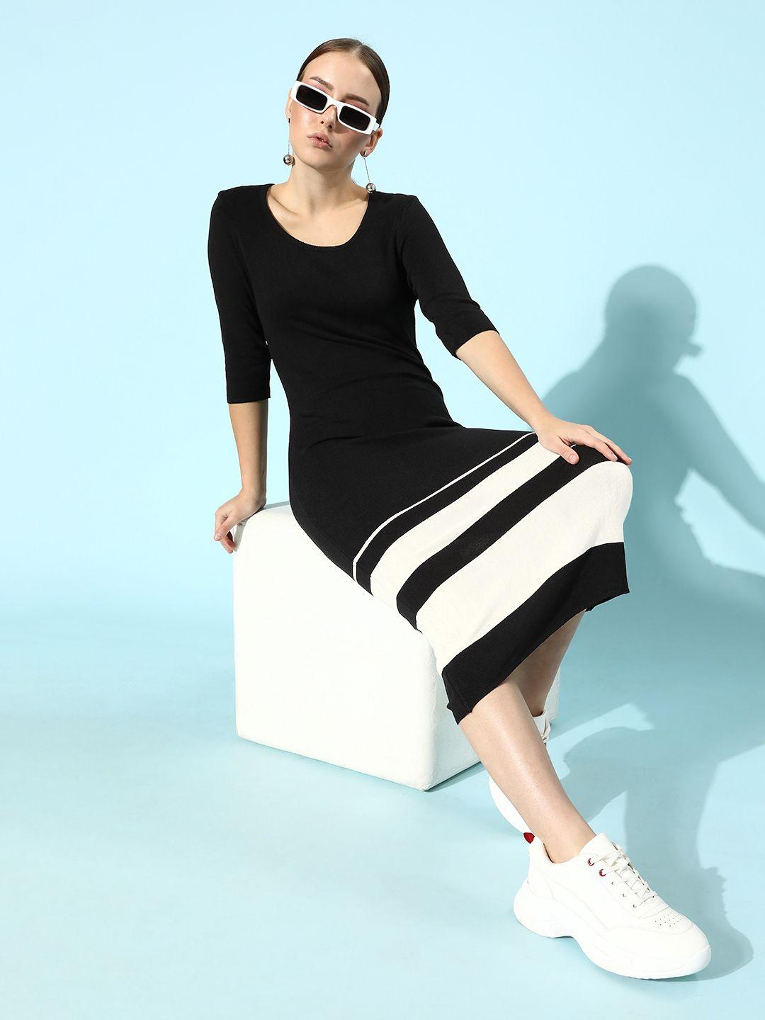 her by invictus black pure cotton sweater dress