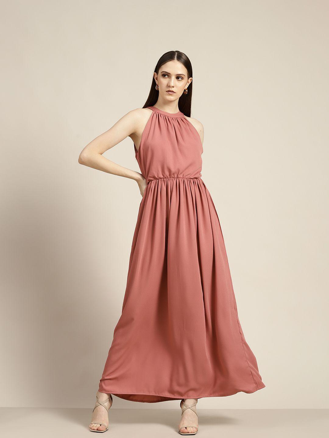 her by invictus dusty pink solid  maxi dress