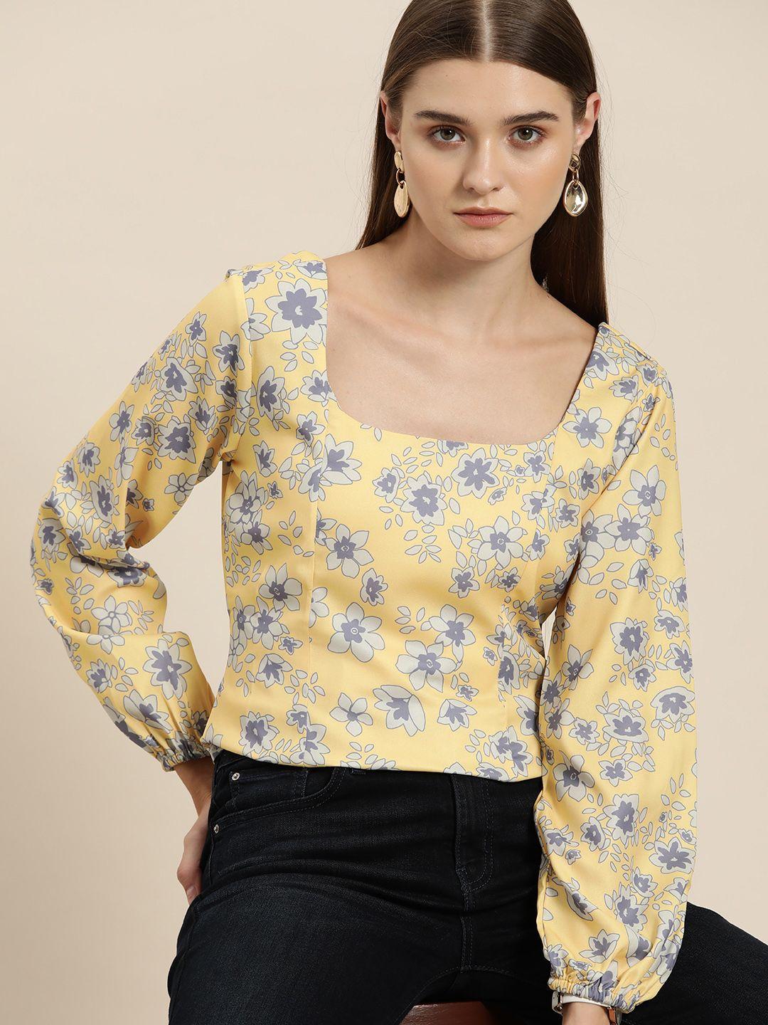 her by invictus floral print puff sleeve top