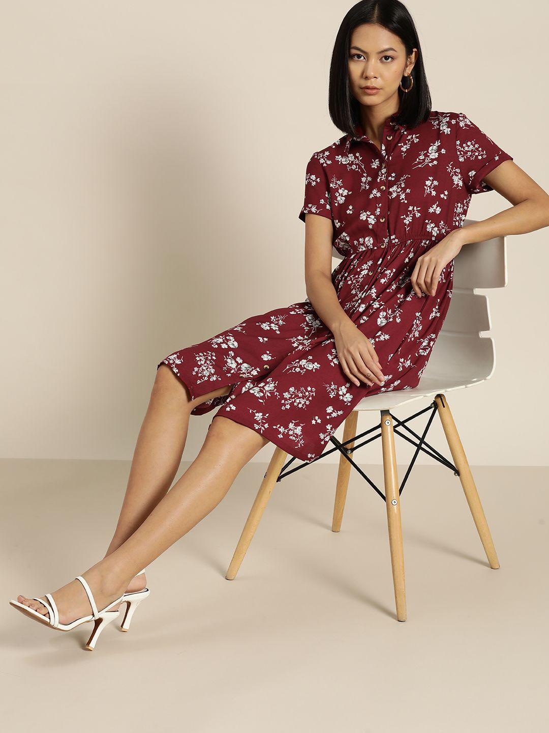 her by invictus floral print shirt dress