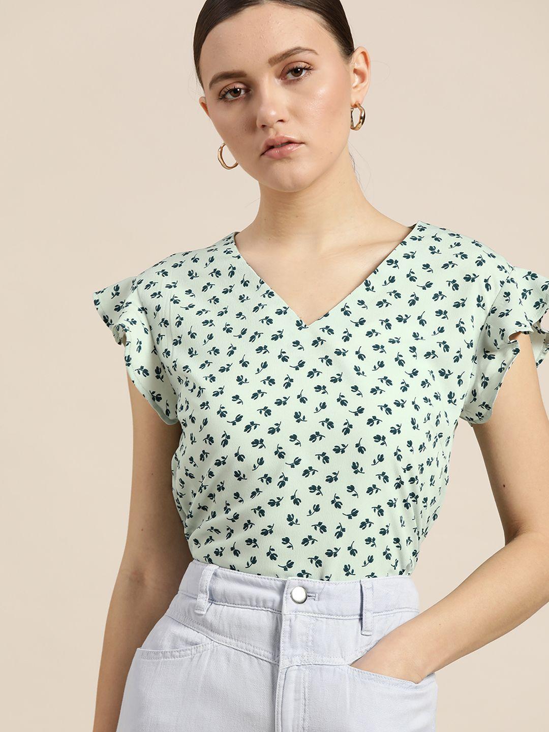 her by invictus green floral print regular top