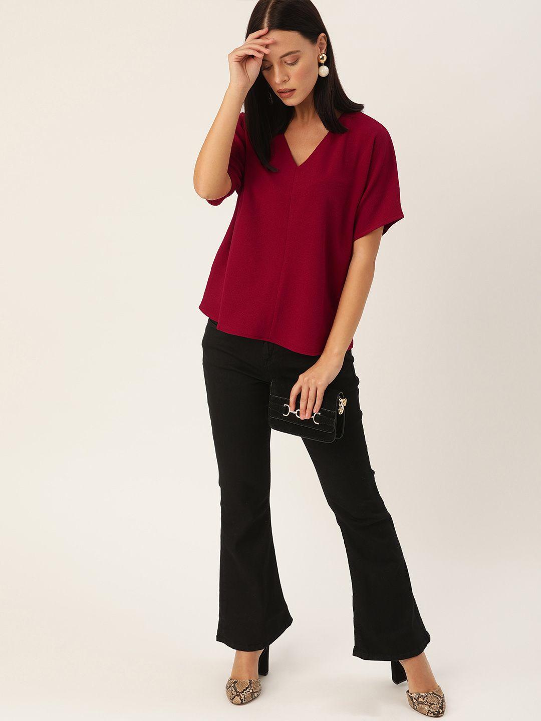 her by invictus maroon v-neck boxy top