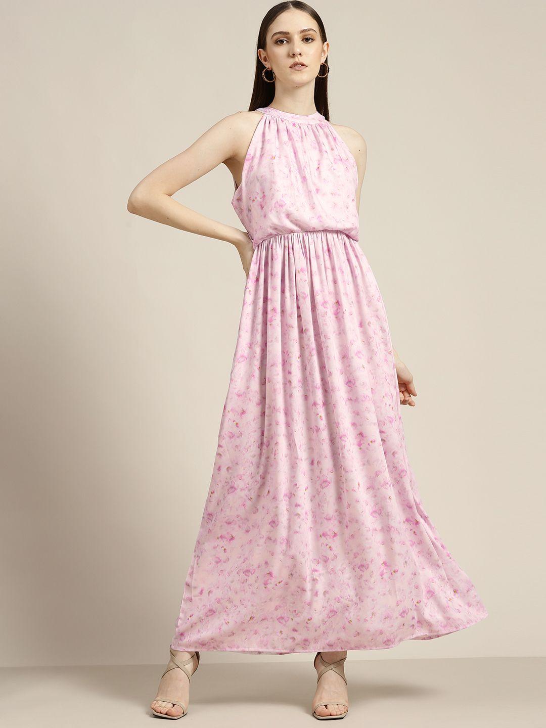 her by invictus pink & white floral printed maxi dress