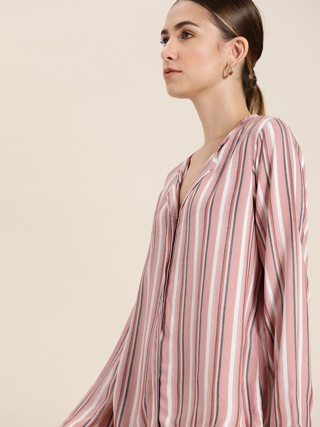 her by invictus pink & white striped shirt style top