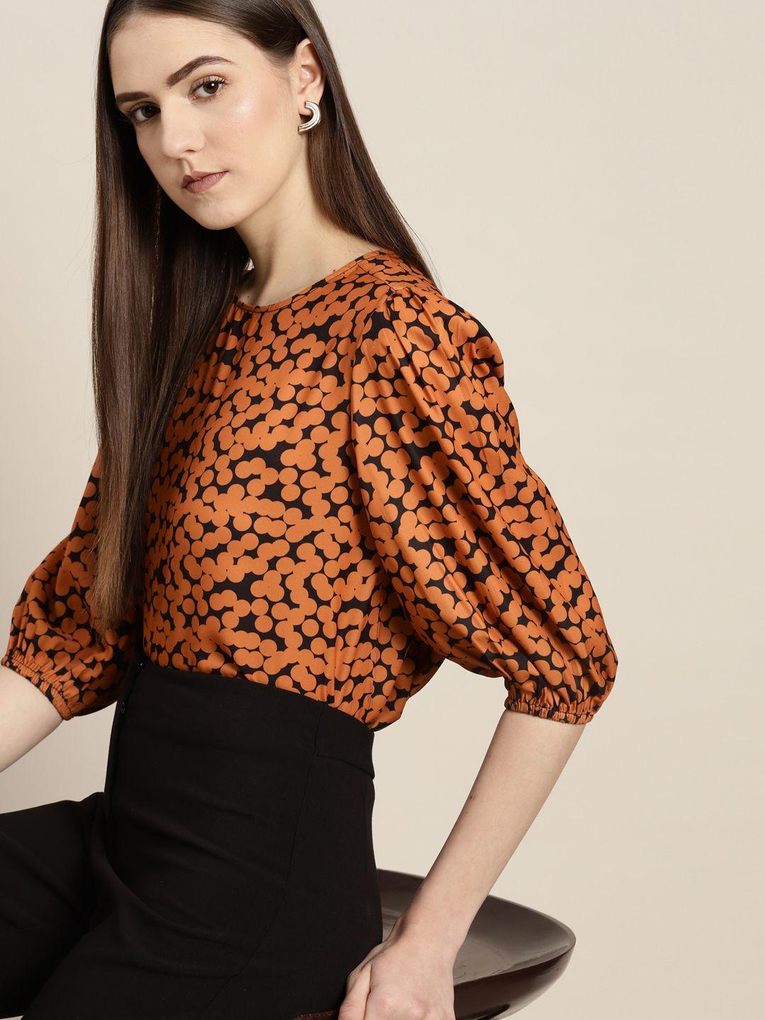 her by invictus printed puff sleeves top