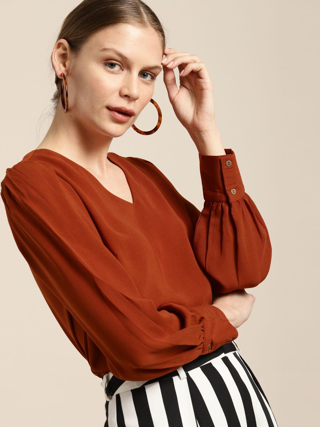 her by invictus rust brown smart casual top