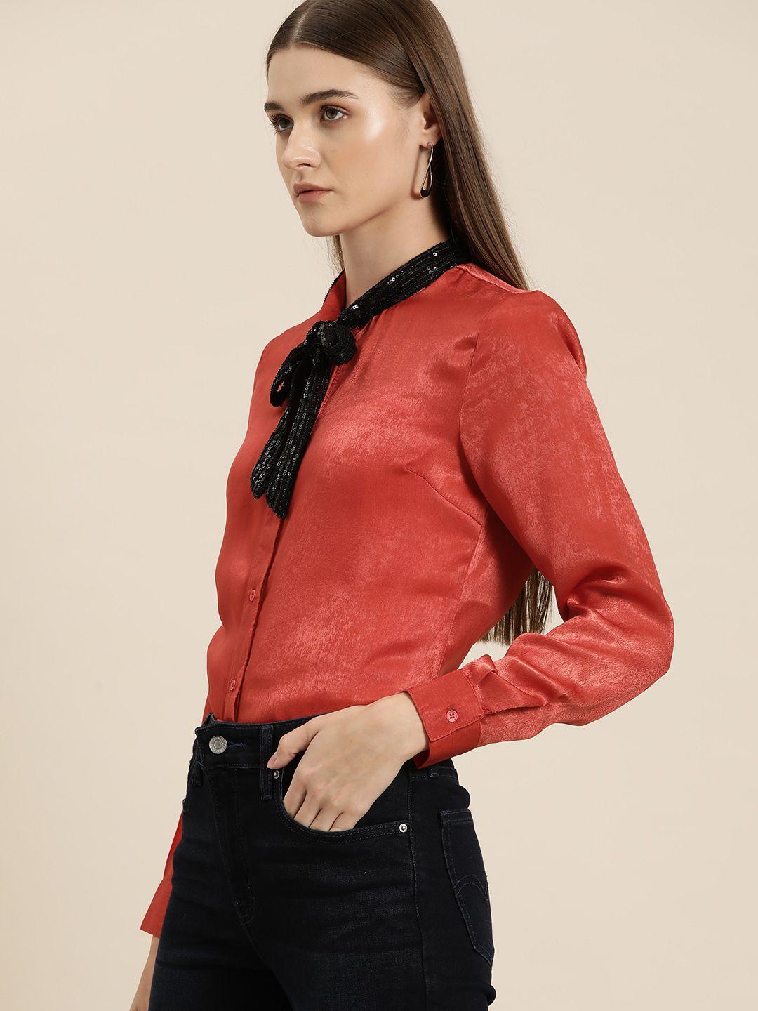 her by invictus sequinned collar casual shirt