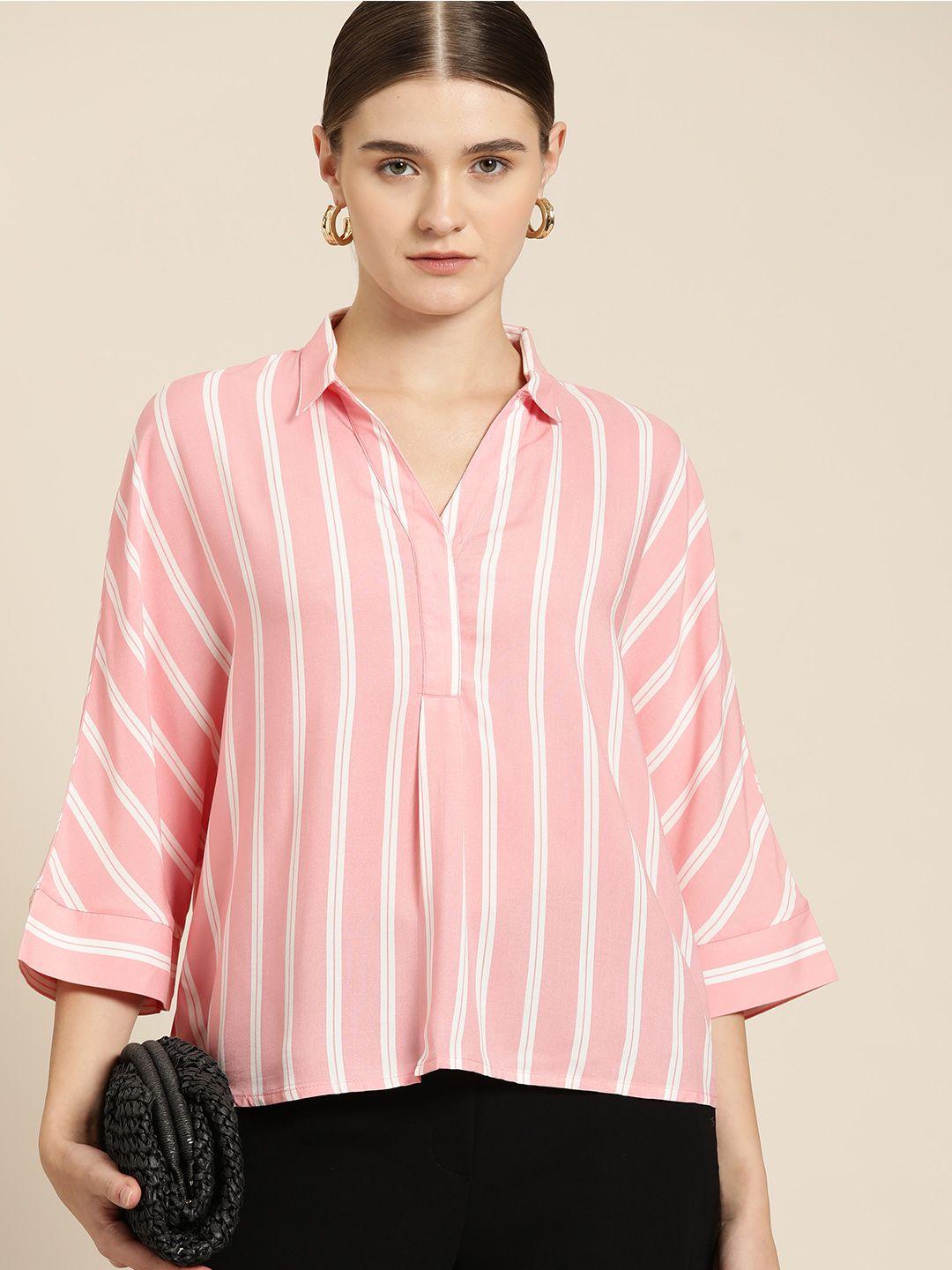 her by invictus striped extended sleeves shirt style top