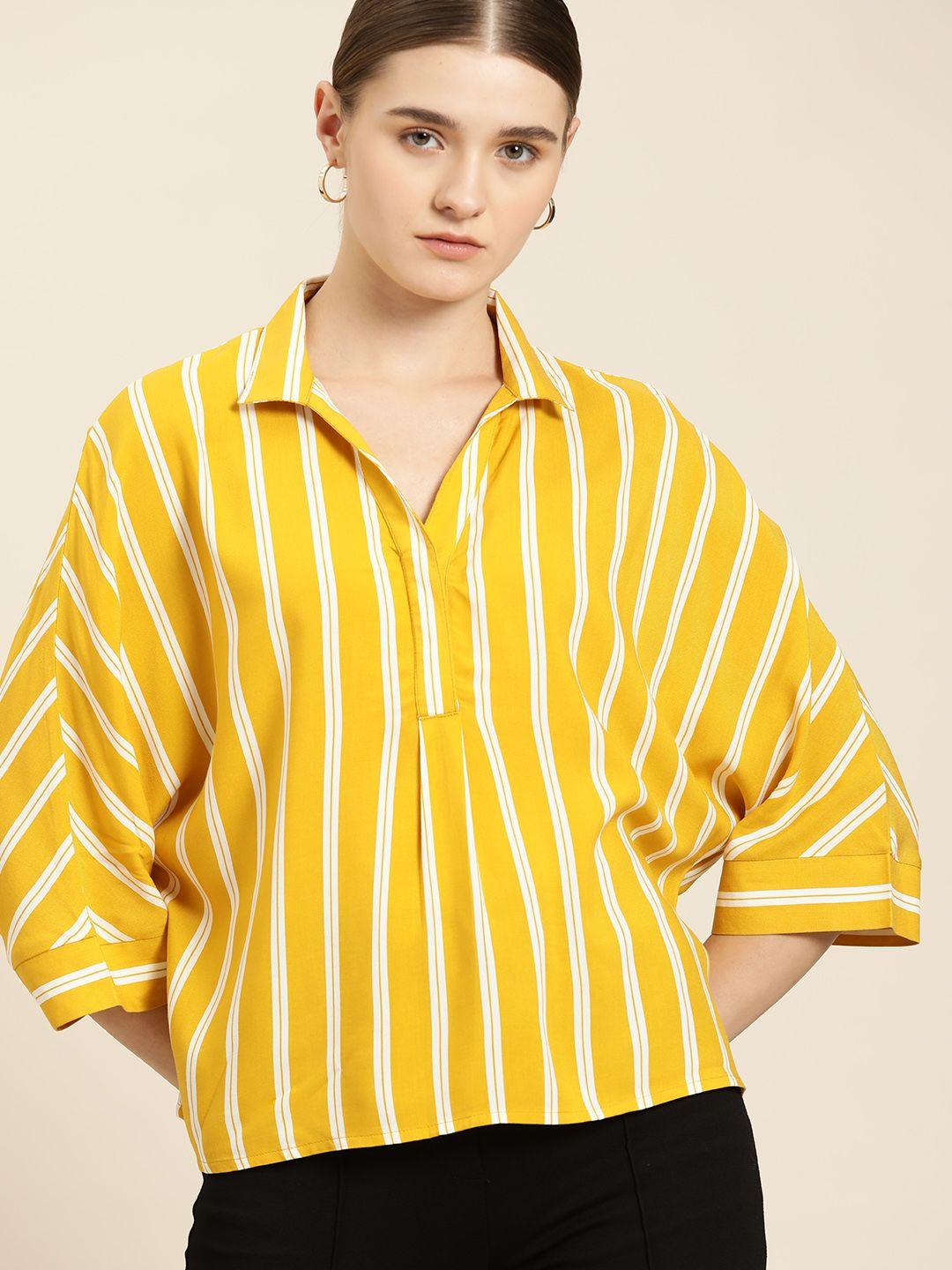 her by invictus striped extended sleeves shirt style top