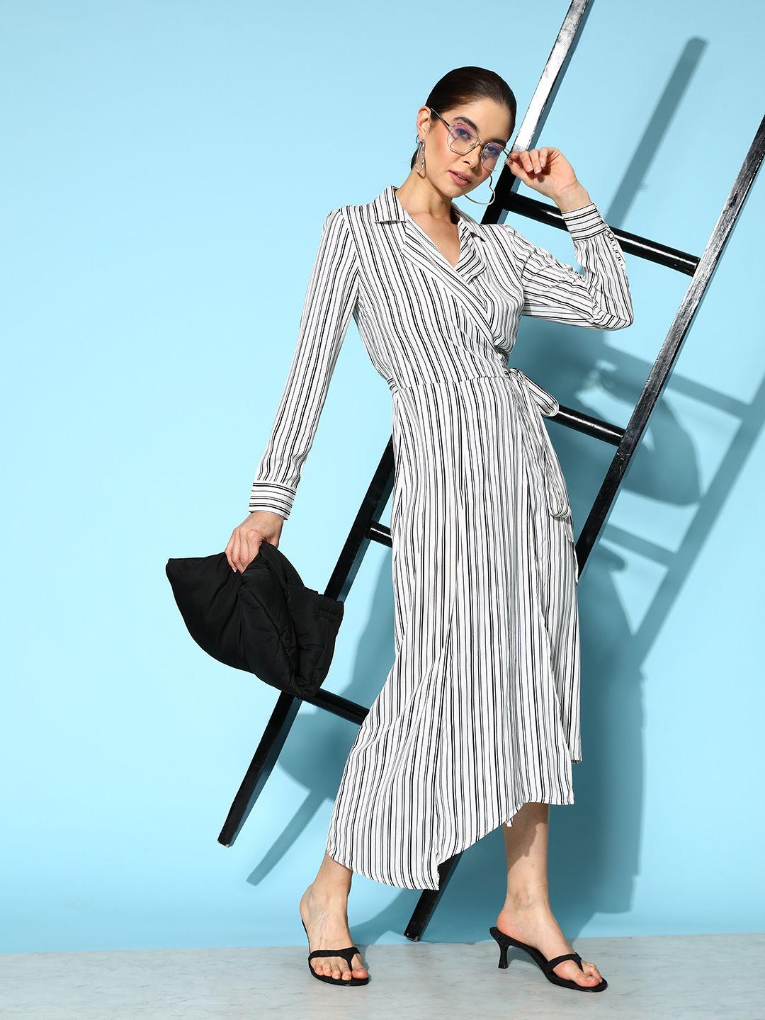 her by invictus striped wrap maxi dress