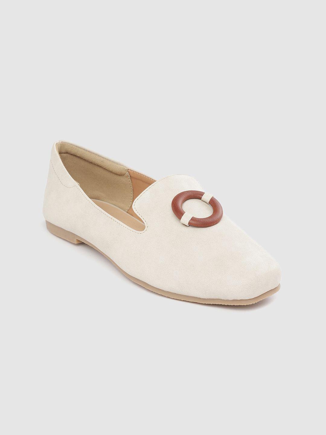 her by invictus women beige solid slip-on flats