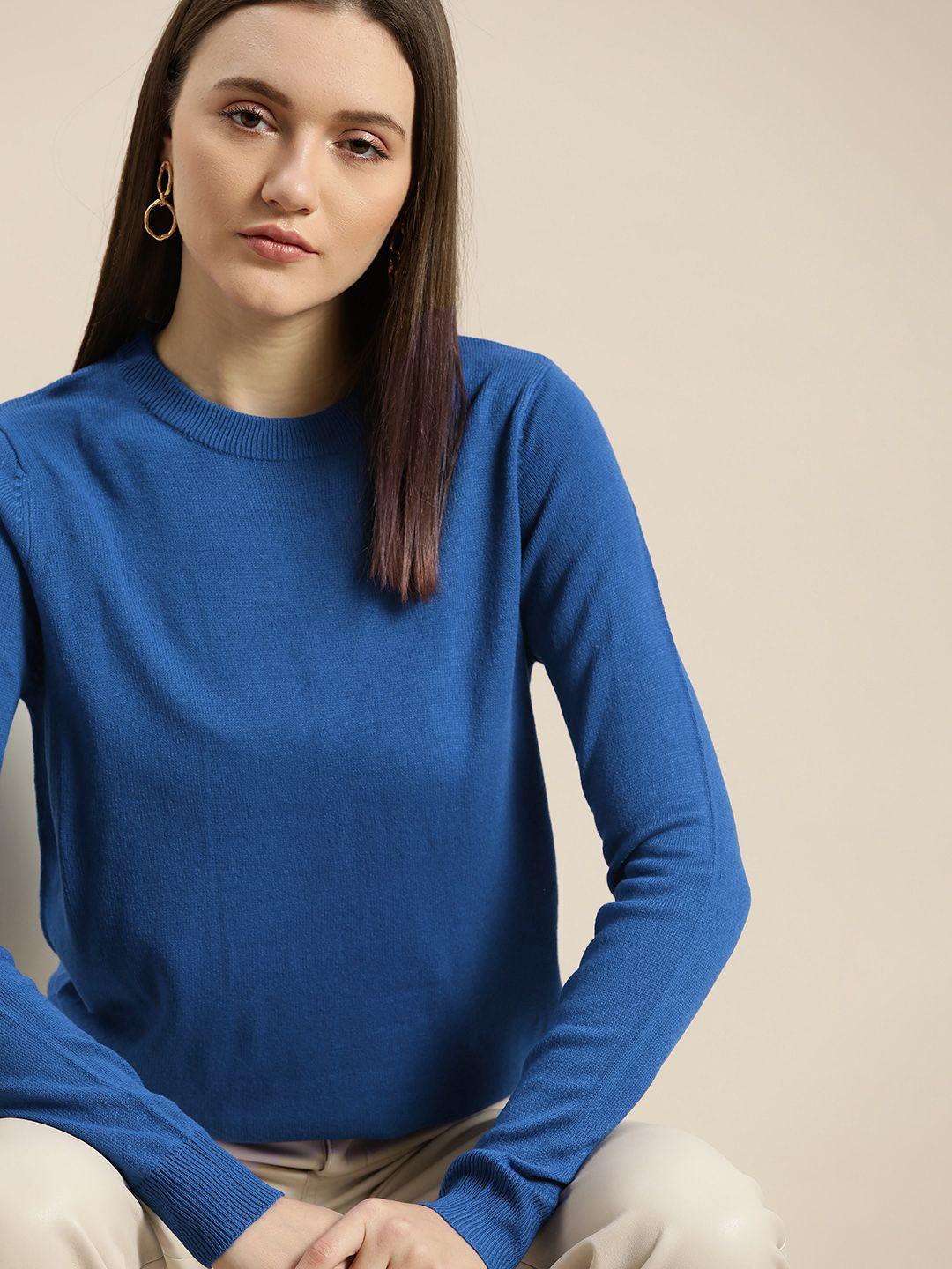 her by invictus women blue solid pullover