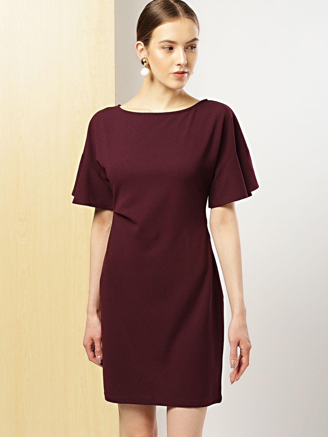 her by invictus women burgundy solid sheath dress