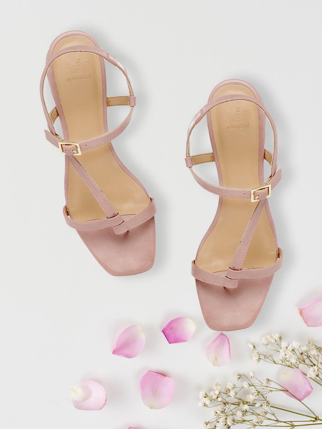 her by invictus women mauve solid block heels