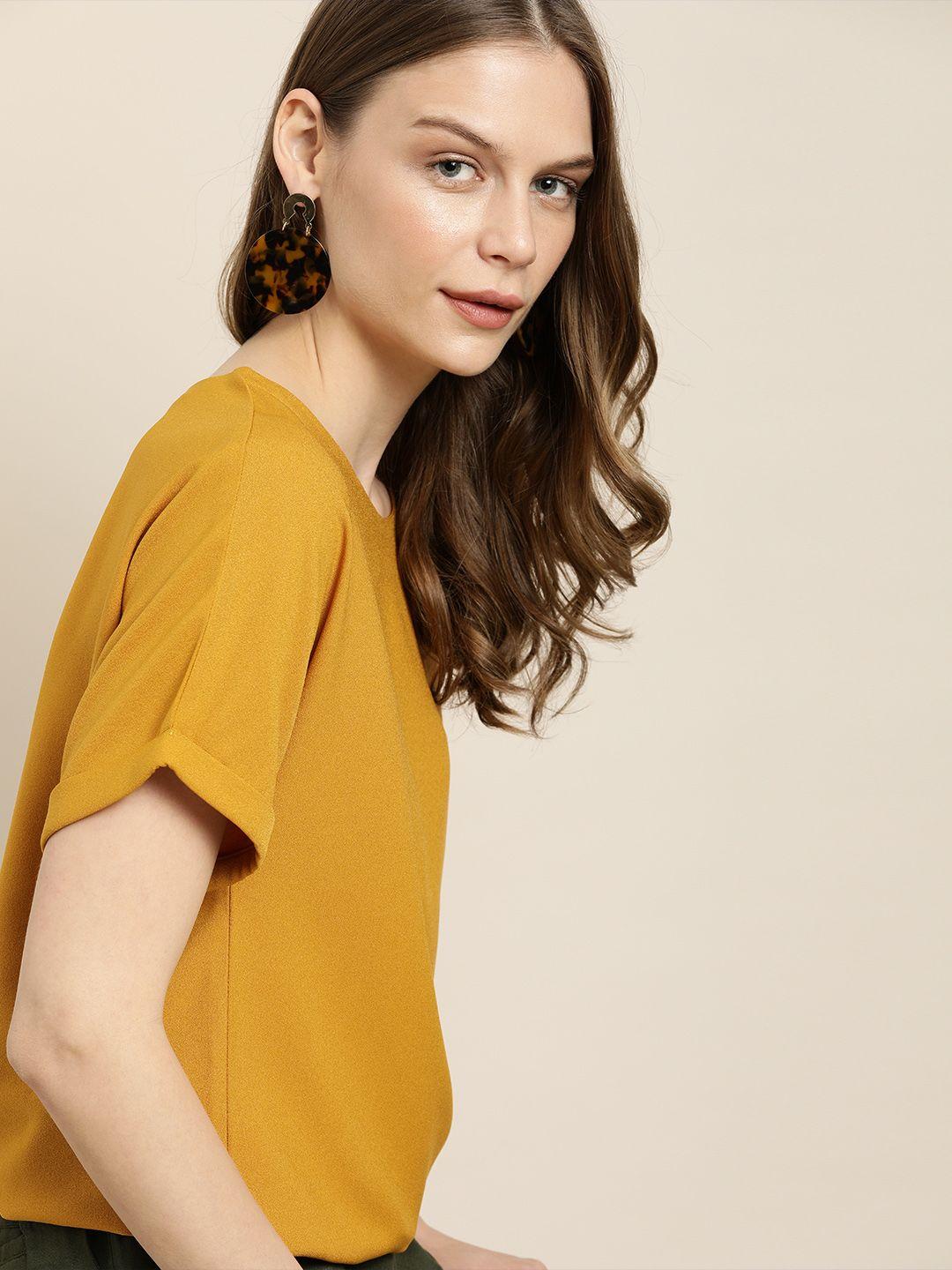 her by invictus women mustard yellow solid top