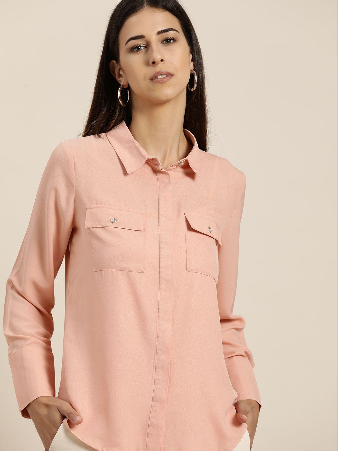 her by invictus women pink opaque casual shirt