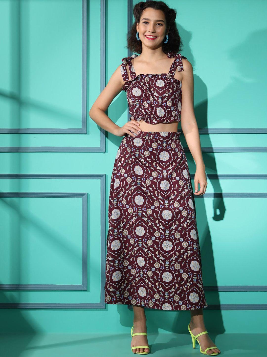 her e&now printed top & skirt co-ords set