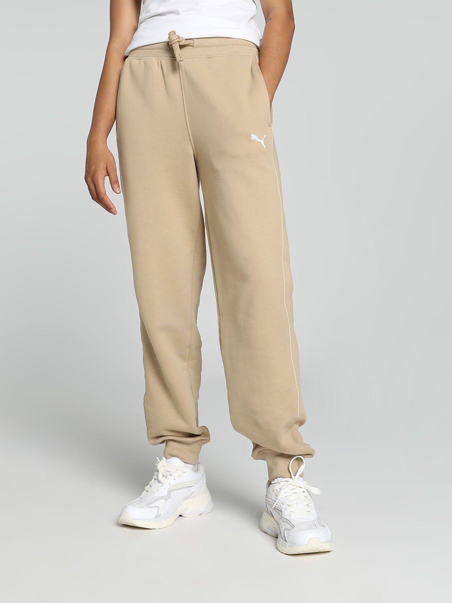 her high-waist tr womens beige joggers