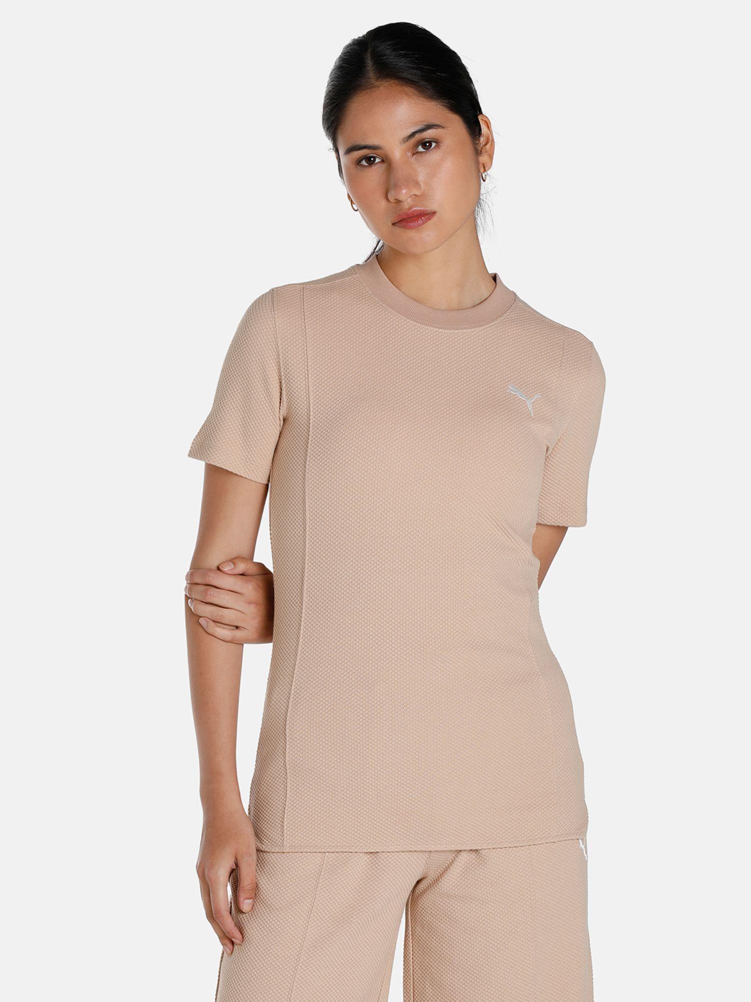 her slim womens beige t-shirt