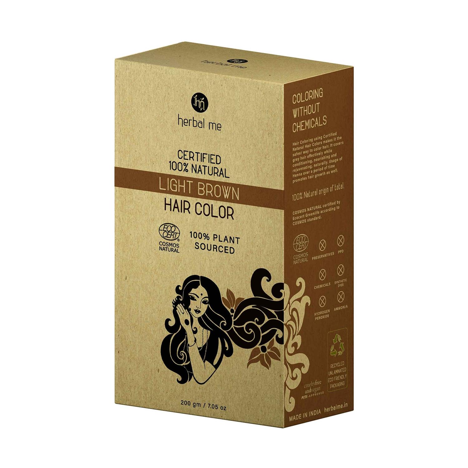 herbal me certified natural henna hair color - light brown (200g)