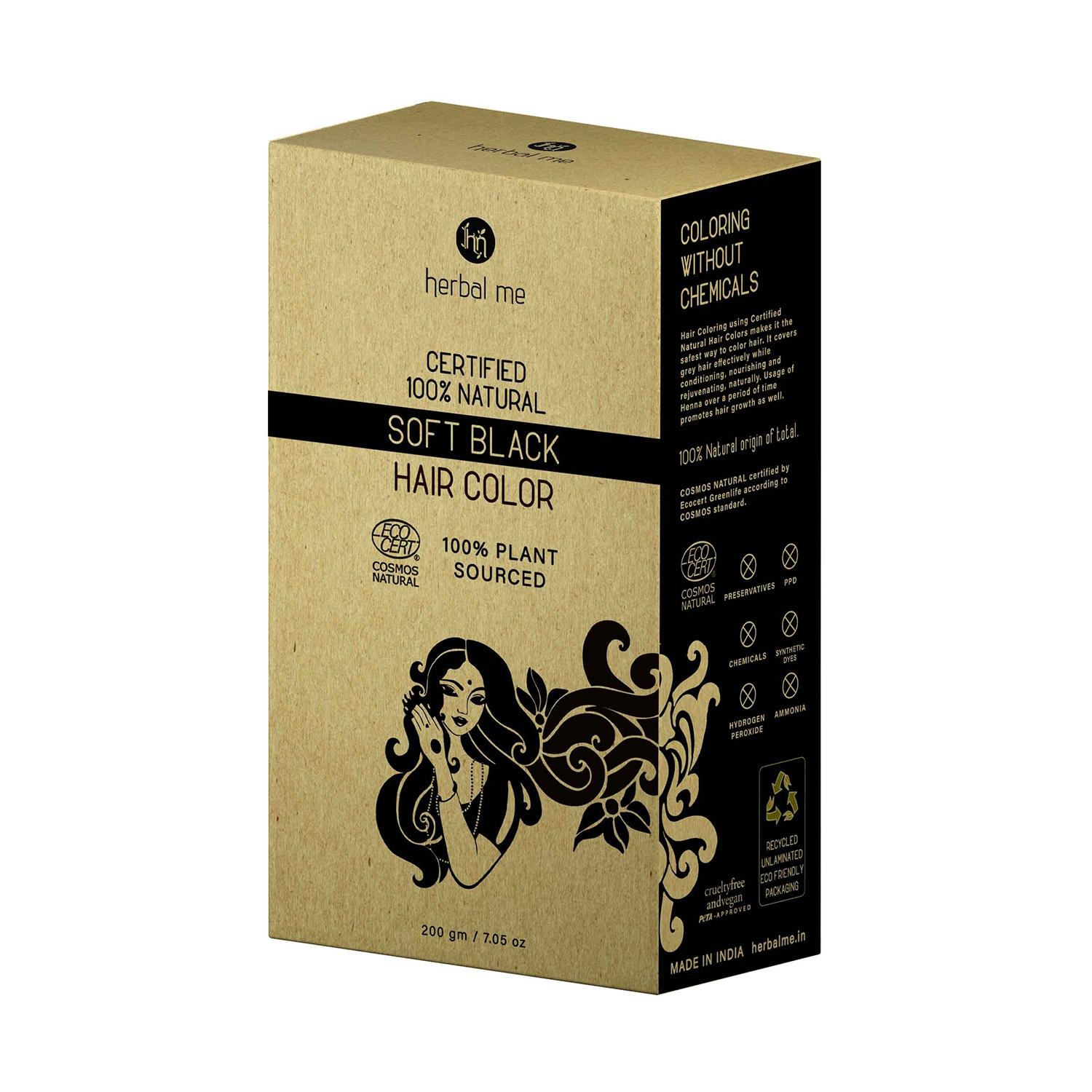 herbal me certified natural henna hair color - soft black (200g)