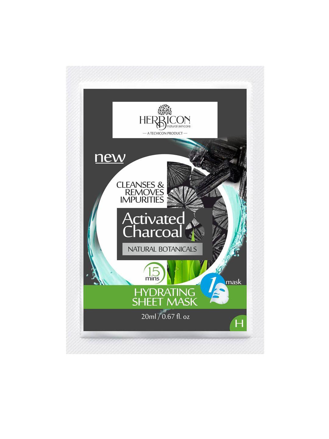 herbicon activated charcoal face sheet mask for detox skin and hydration - 20 g