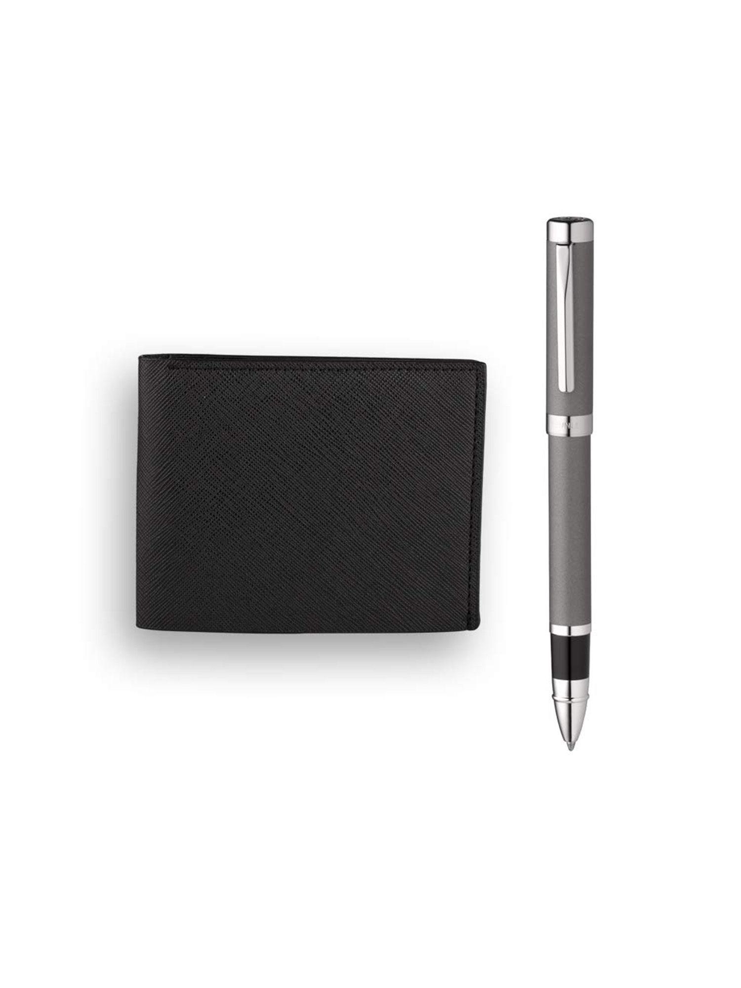 hercules matt grey rollerball pen with wallet