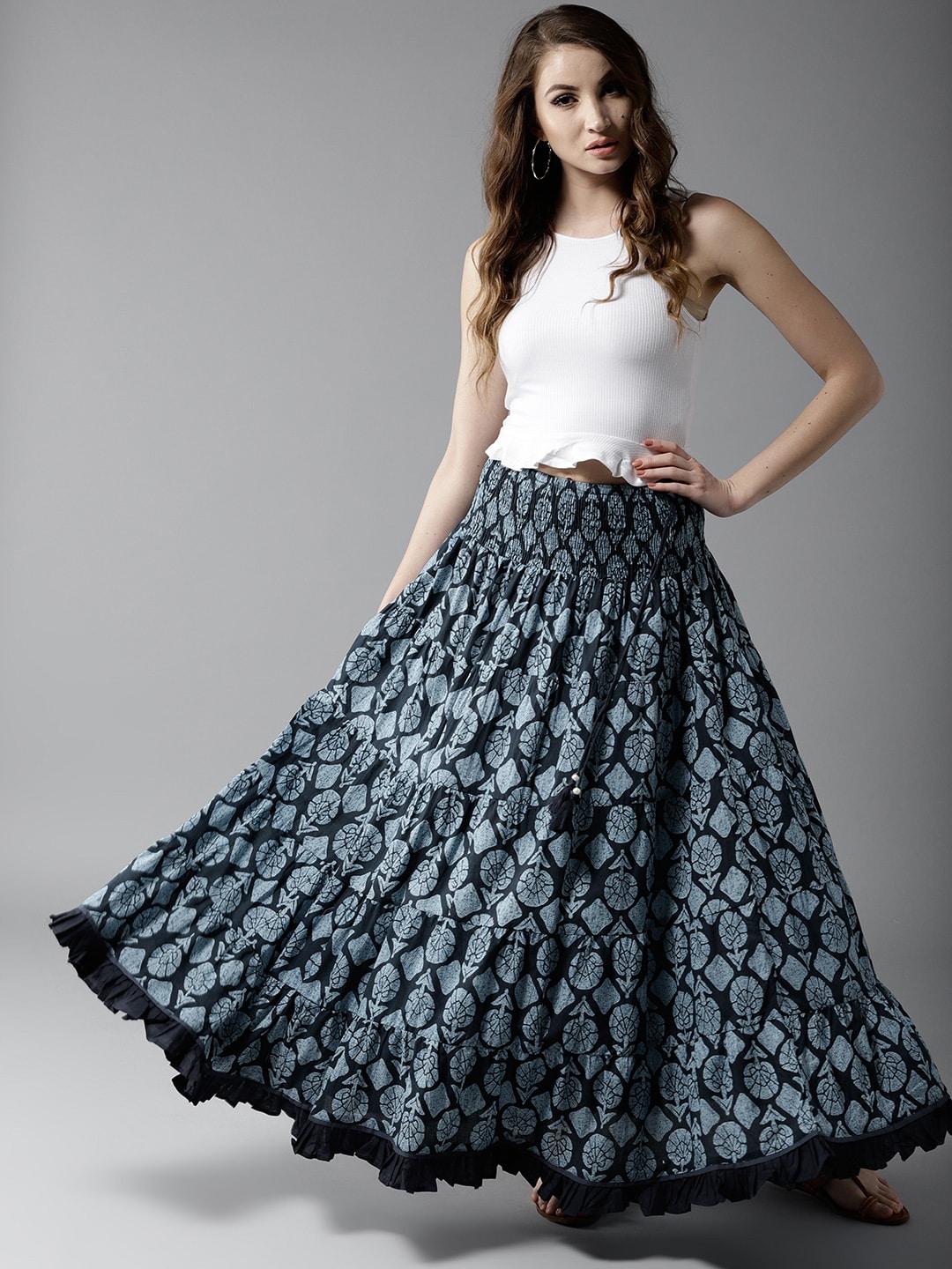 here&now blooming beauty tiered maxi pure cotton skirt