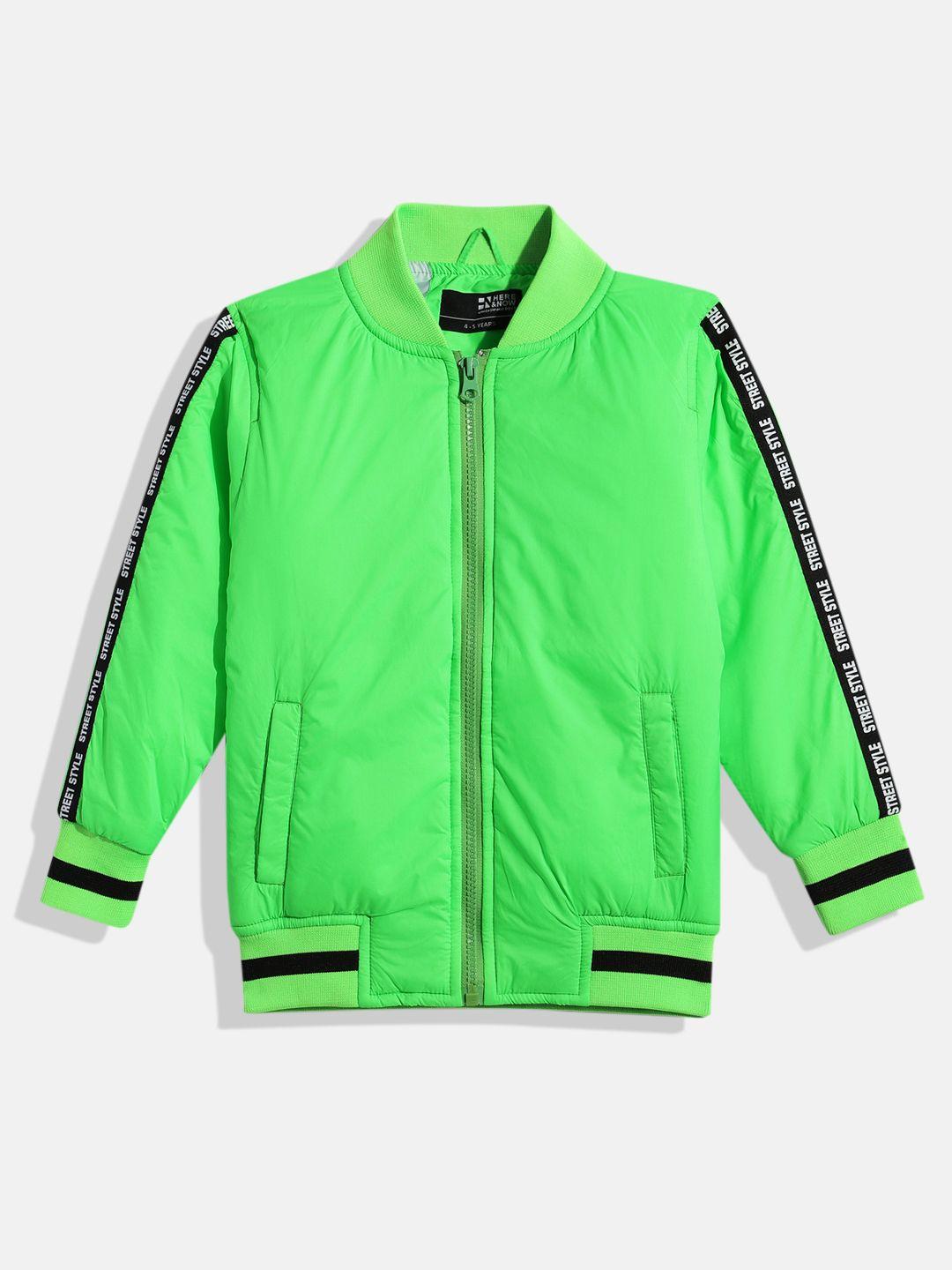 here&now boys green solid bomber jacket