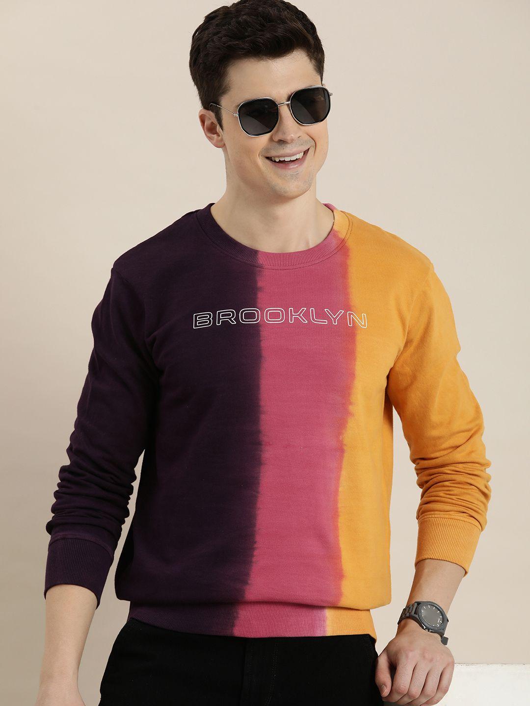 here&now colourblocked and printed pure cotton sweatshirt