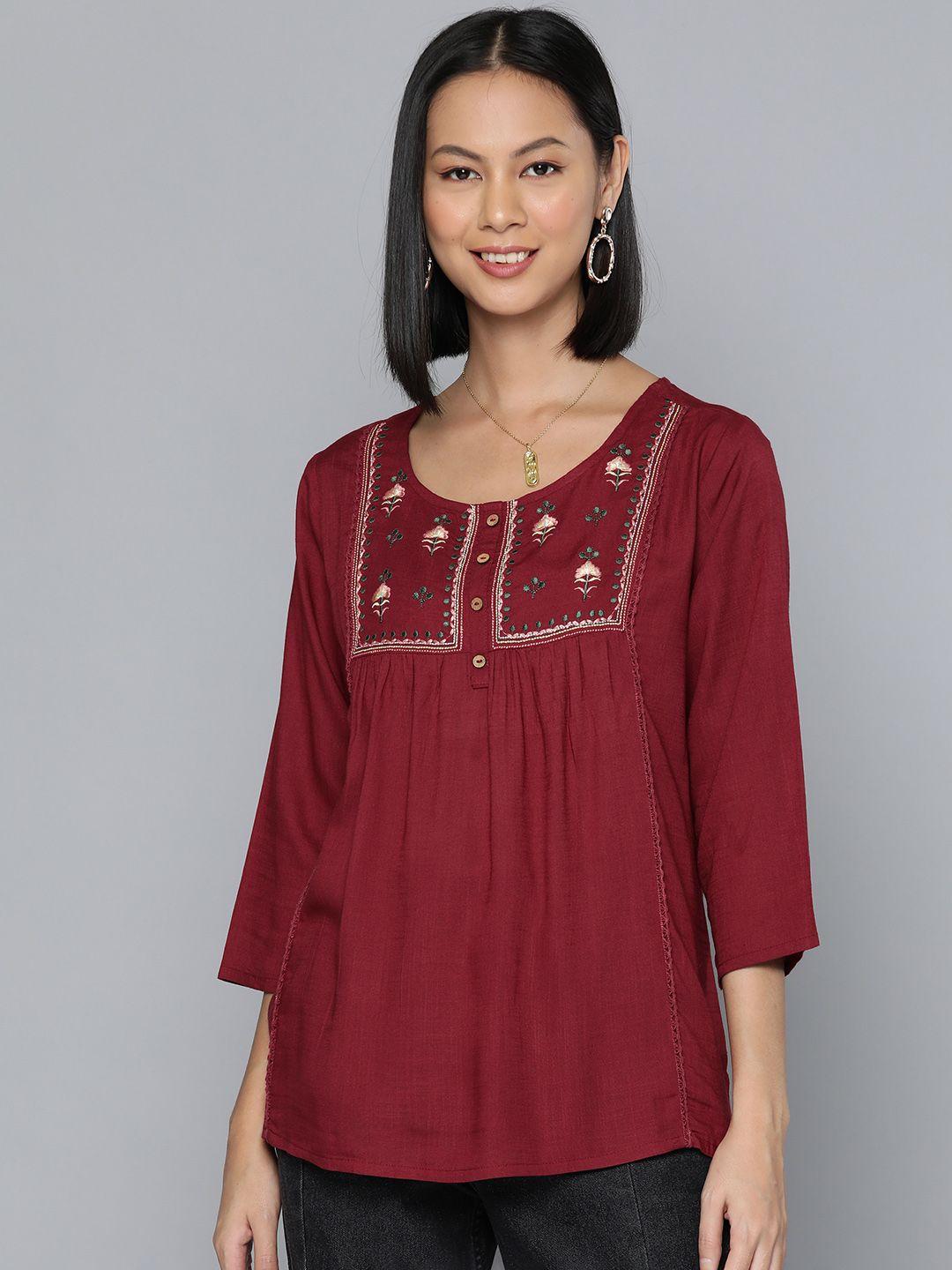 here&now embroidered ethnic top