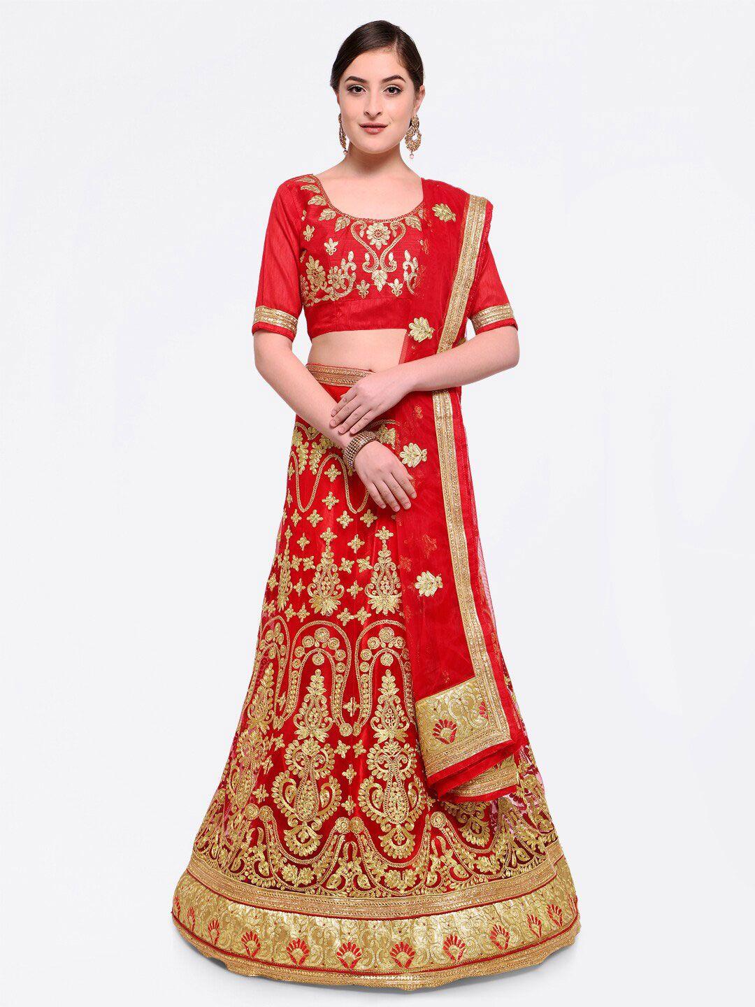 here&now embroidered semi-stitched lehenga & unstitched blouse with dupatta