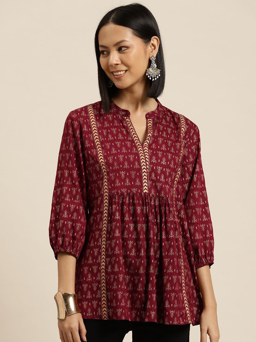 here&now ethnic motifs printed a-line kurti