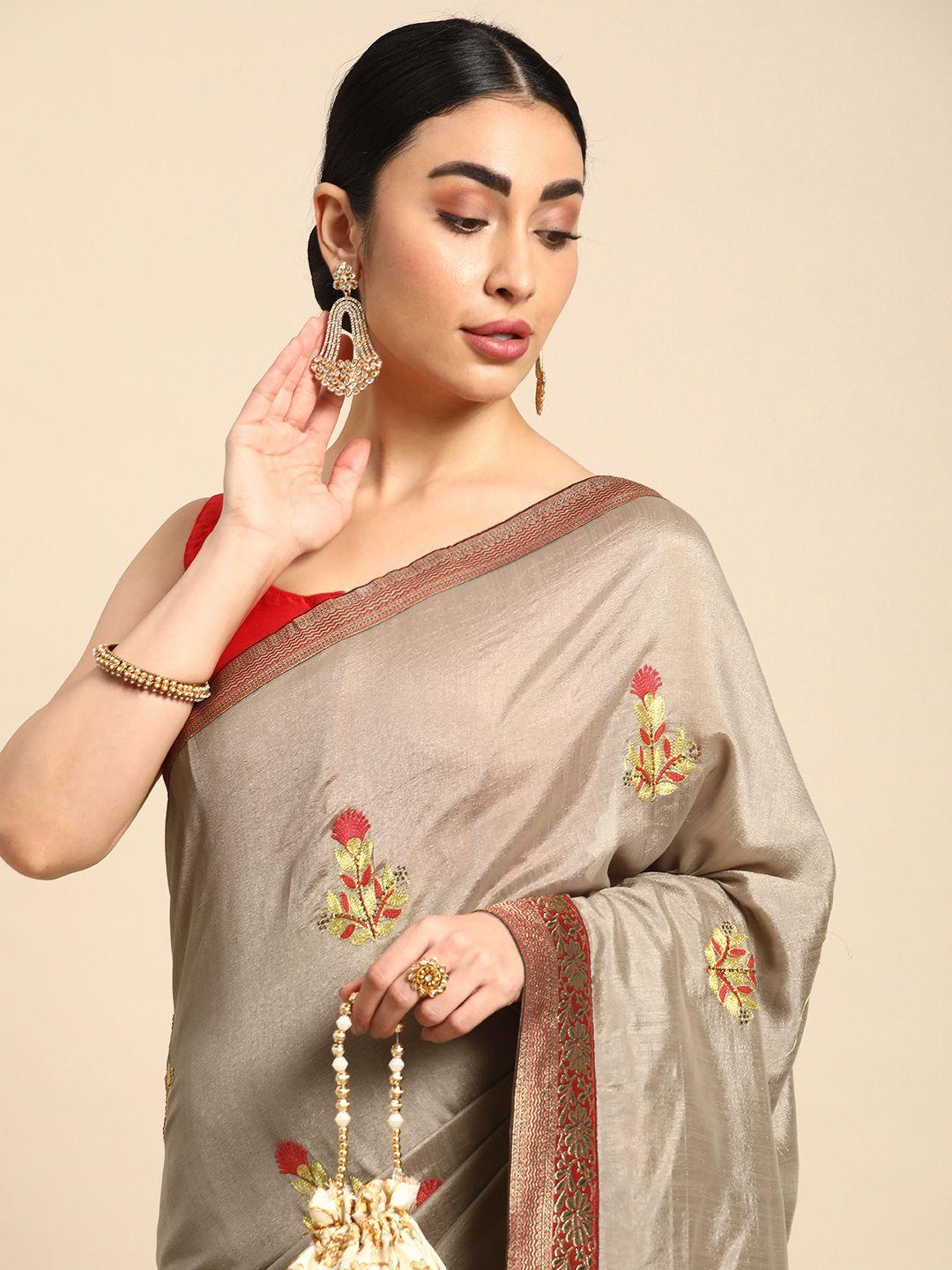 here&now ethnic motifs woven design stones-studded saree
